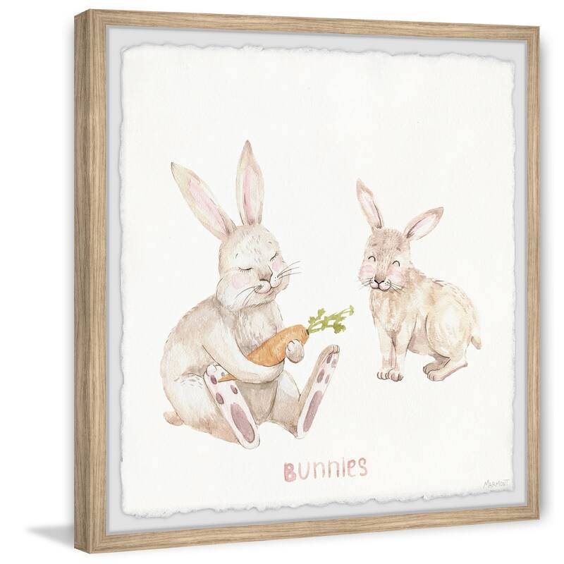 Rabbit Eating Carrots Framed Wall Art, Elegant Home Touch - Sophisticated Artwork for Refined Décor