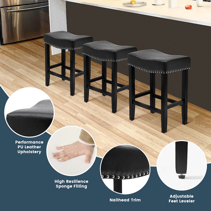 Jameson Upholstered Polyester Black 24 Inch Counter Stool