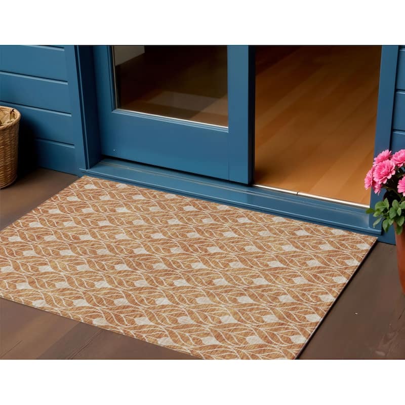 HomeRoots Geometric Transitional Rectangle Outdoor Rug - 3' x 5'