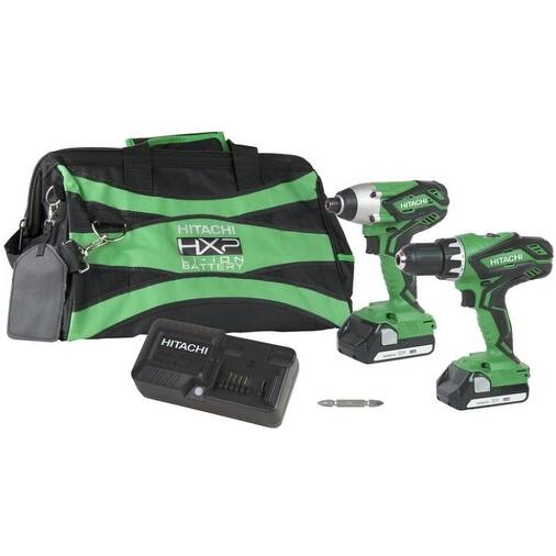 Shop Hitachi Kc18dgls Cordless Lithium Ion Hammer Drill Impact Driver Overstock 21658159