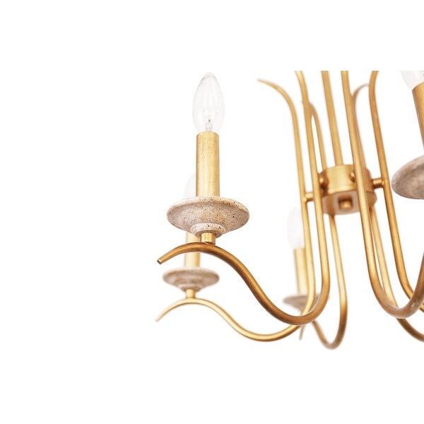 LOG BARN Gold Chandelier, Brass Chandelier for Dining Room, Gold Light Fixtures for Sitting Room, Bedroom, 6-Light, 22.5インチ直径 Uolfin Modern Antique Gold Drum Island Chandelier Light, 3-Light