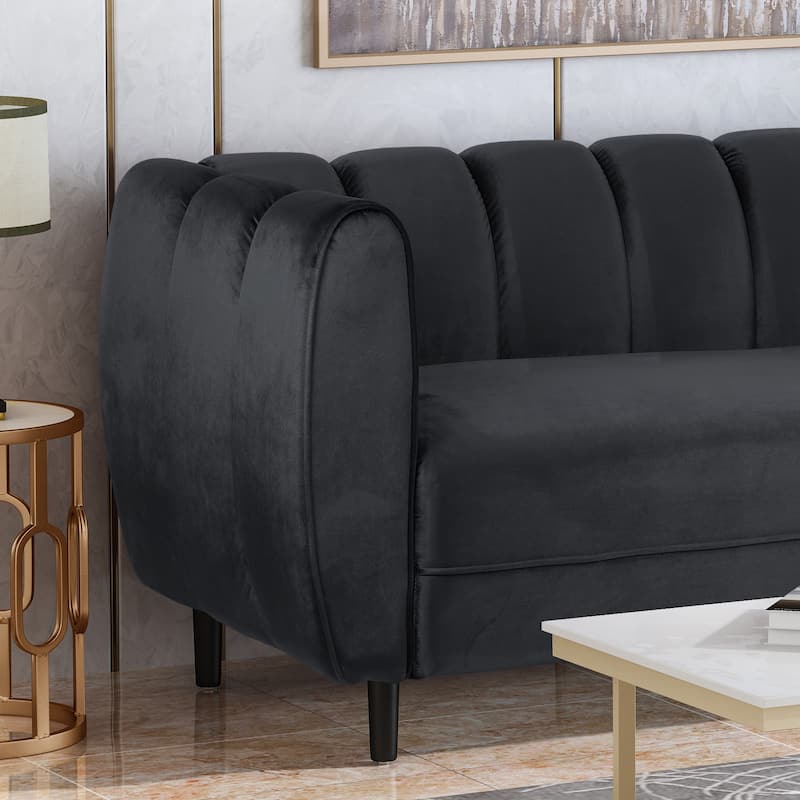 Bobran Modern Velvet 3-seat Sofa by Christopher Knight Home - 30.00" D x 83.25" W x 30.25" H
