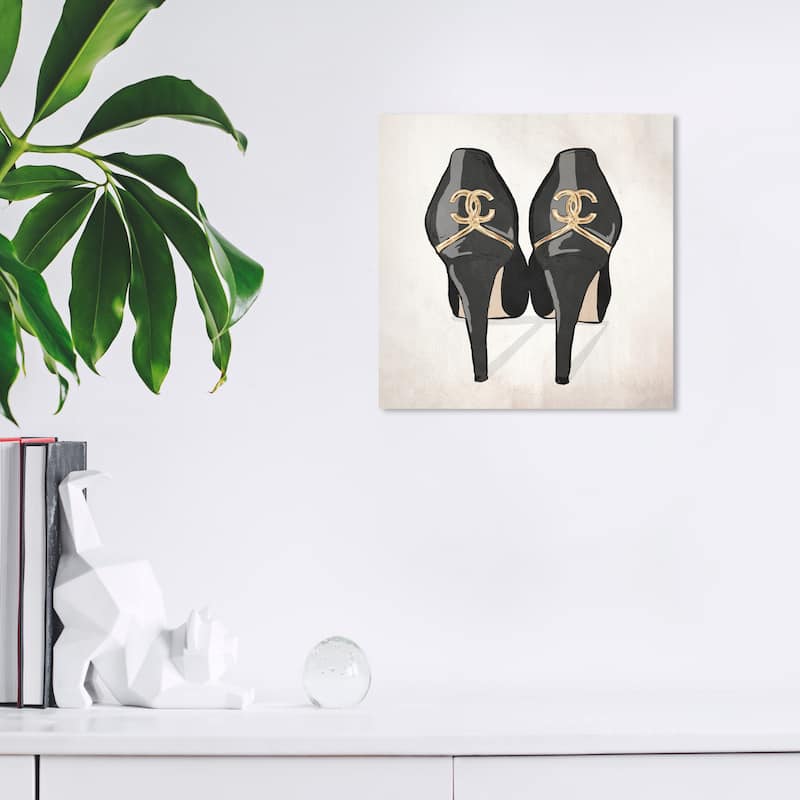 Wynwood Studio Prints Fashion and Glam Girls Favorite Pair Revamp Black and Metallic Gold Glam Wall Art Canvas Print - 12 x 12