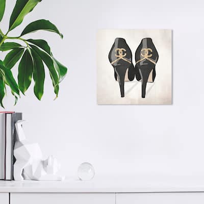 Wynwood Studio Prints Fashion and Glam Girls Favorite Pair Revamp Black and Metallic Gold Glam Wall Art Canvas Print