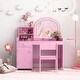 preview thumbnail 5 of 20, Costway Kid Vanity Table Chair Set 2-Color LED Lights Large Drawer - See Details