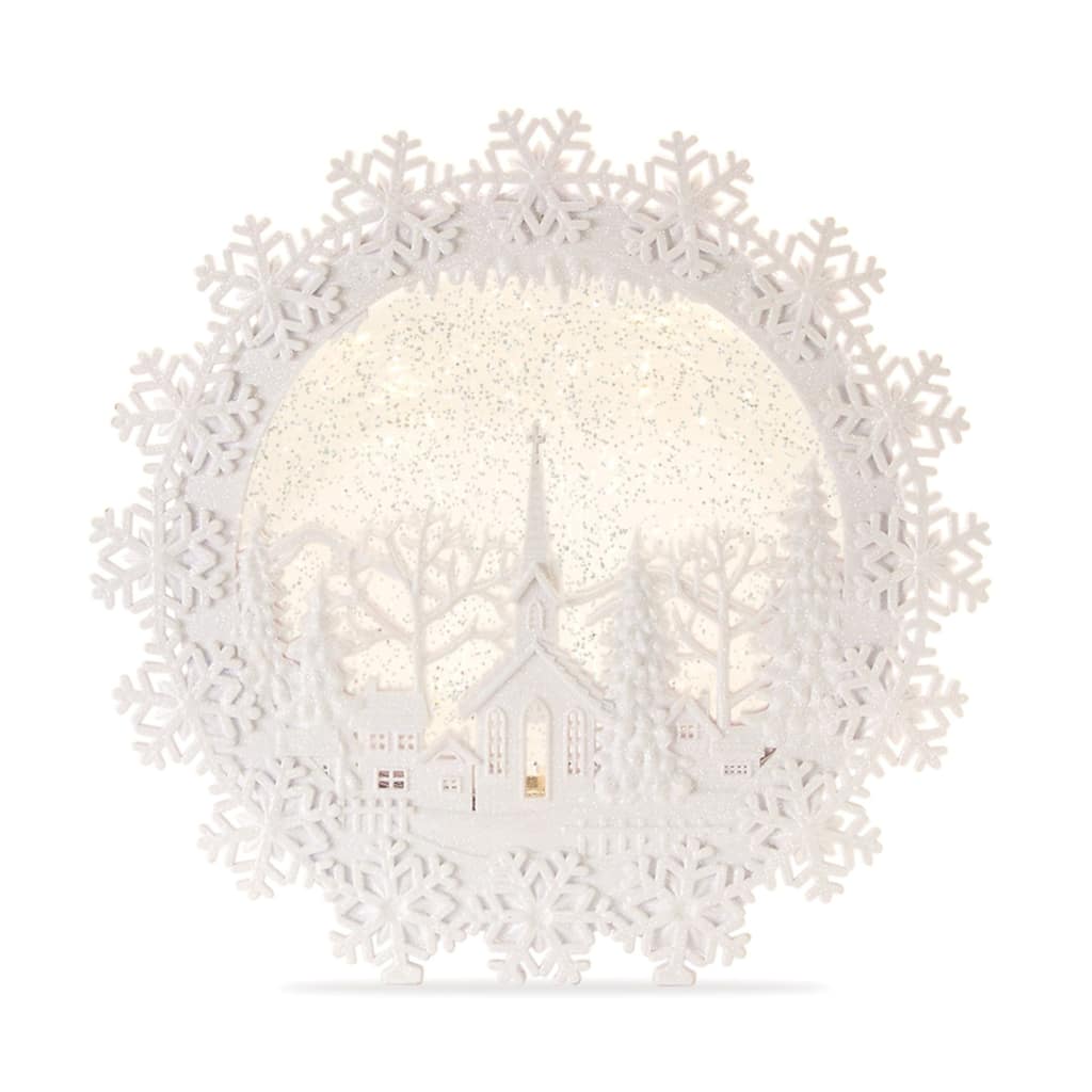 LED Lighted Glittered Church Scene Snow Globe Christmas Decoration - 12.25" - White