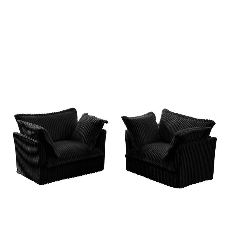 Living Room Chairs Set of 2, Oversized Reading Chair, Corduroy Upholstered Armchair with Deep Seat for Bedroom Reading Spaces