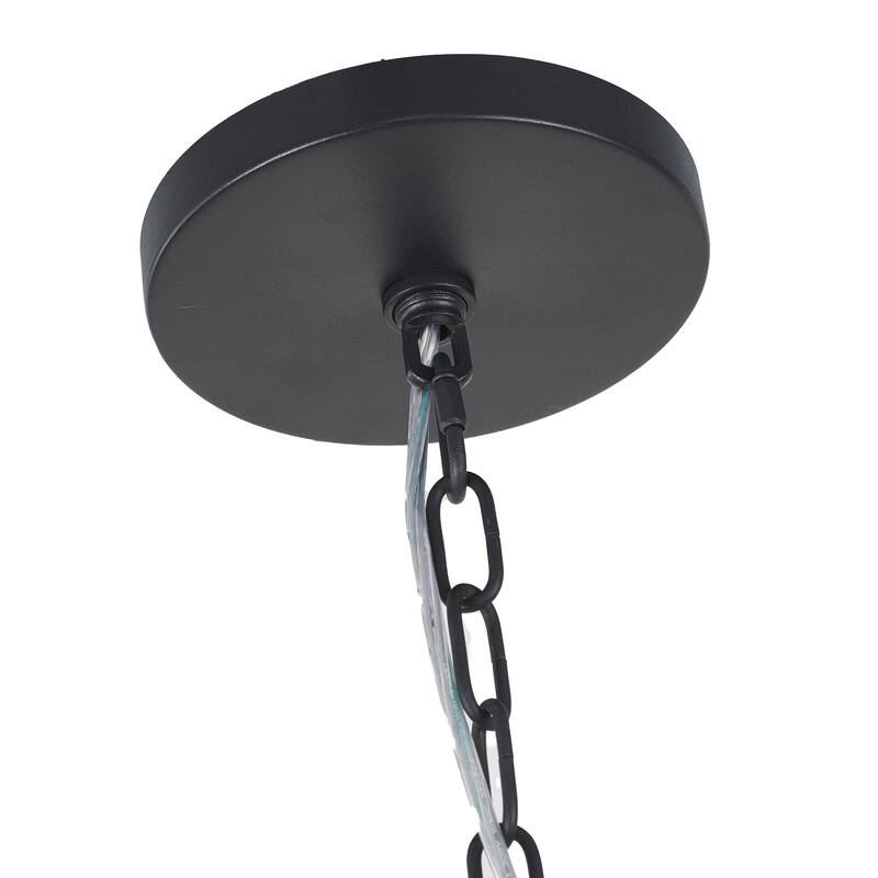 8-Light Satin Black Chandelier With Clear Beaded hanging Glass