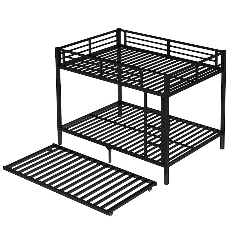 Black Metal Bunk Bed with Twin Size Trundle