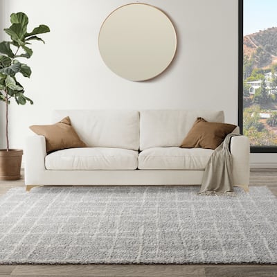 Gertmenian Thayer Benson Modern Abstract Grey Shag Area Rug