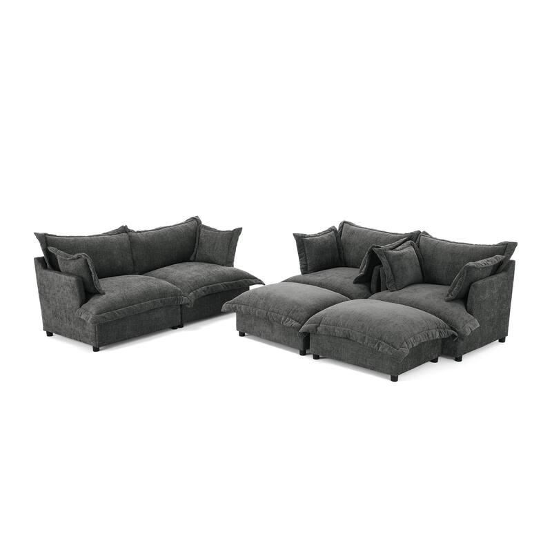 6 Piece Oversized Chenille Comfy Cloud Modular Sectional Sofa Set