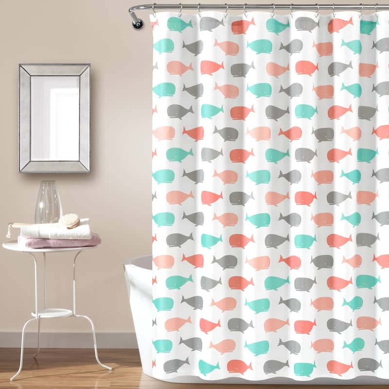 Taylor & Olive Lums Navy Whale Shower Curtain