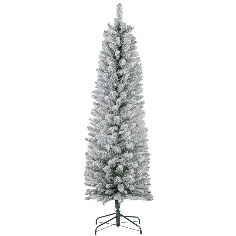 Slim 5ft Snow Flocked Artificial Christmas Tree with Realistic Snow Tips