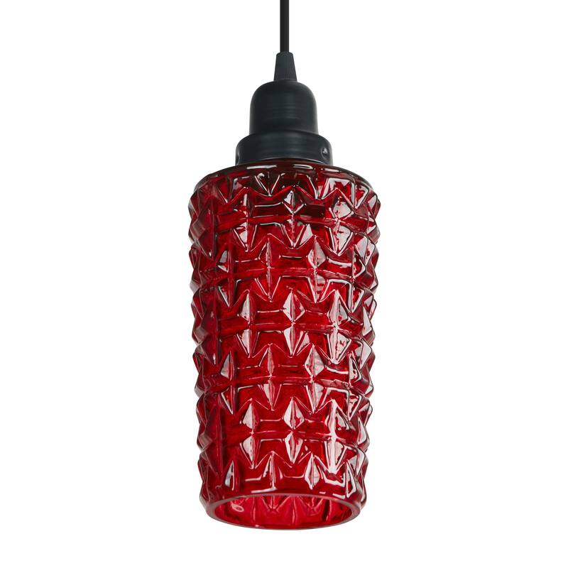 River of Goods Blue/Red and Black Glass and Metal 4.75-Inch Pendant Light with Adjustable Hanging Cord
