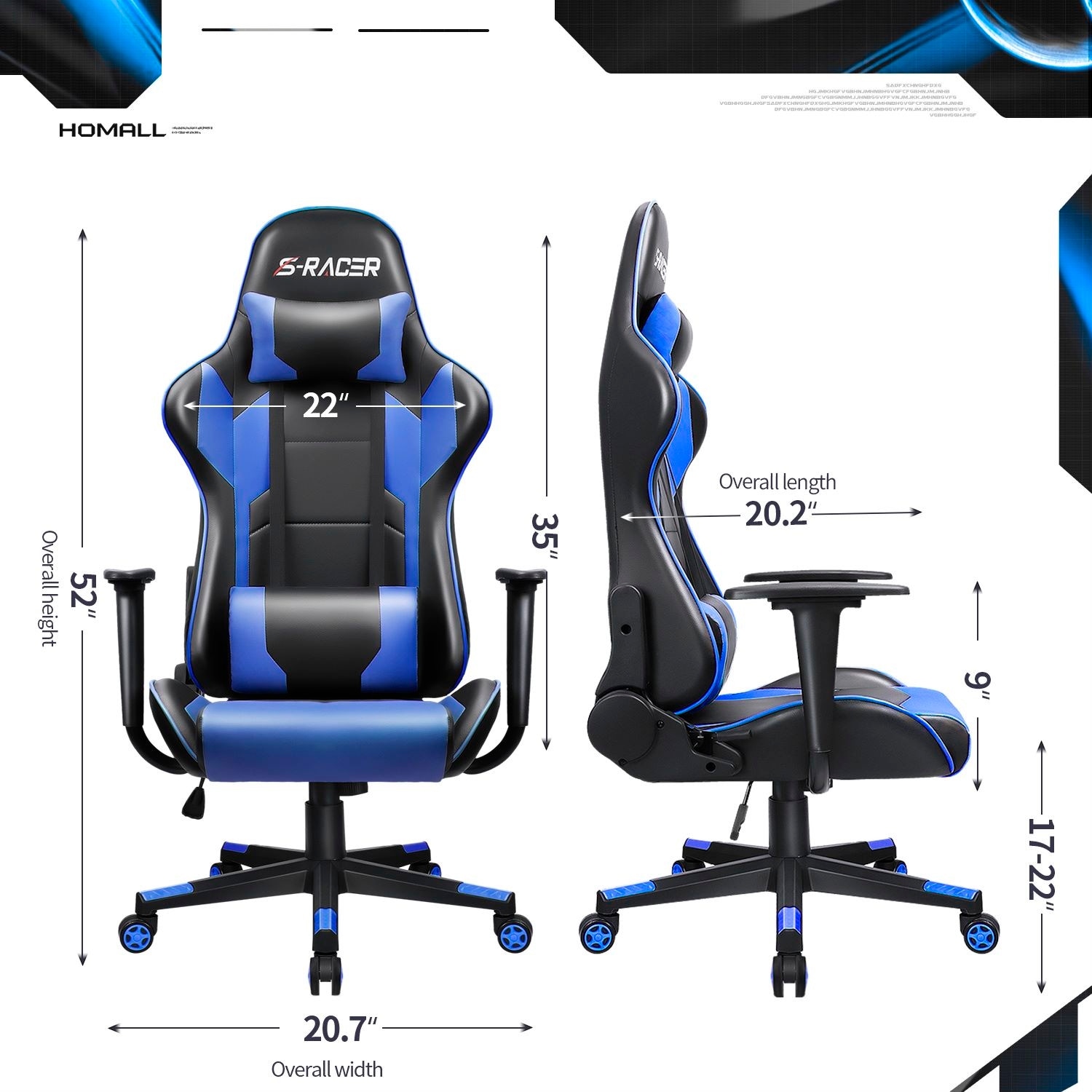 Homall gaming chair new arrivals blue