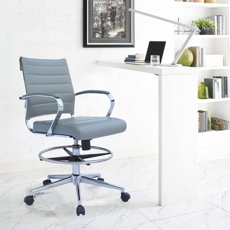 Office Chair With Arms Stools For Counter Height Bar Office Wheels PU Leather Rest Tilt Swivel Work Office Standing Desk