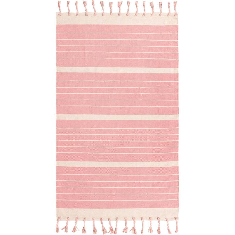 Contemporary Dario Collection Area Rug - Pink-White - 5'1"x8'