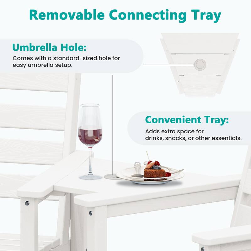 HDPE 2-Piece High Bar Stool Set with Umbrella-Compatible Connecting Panel