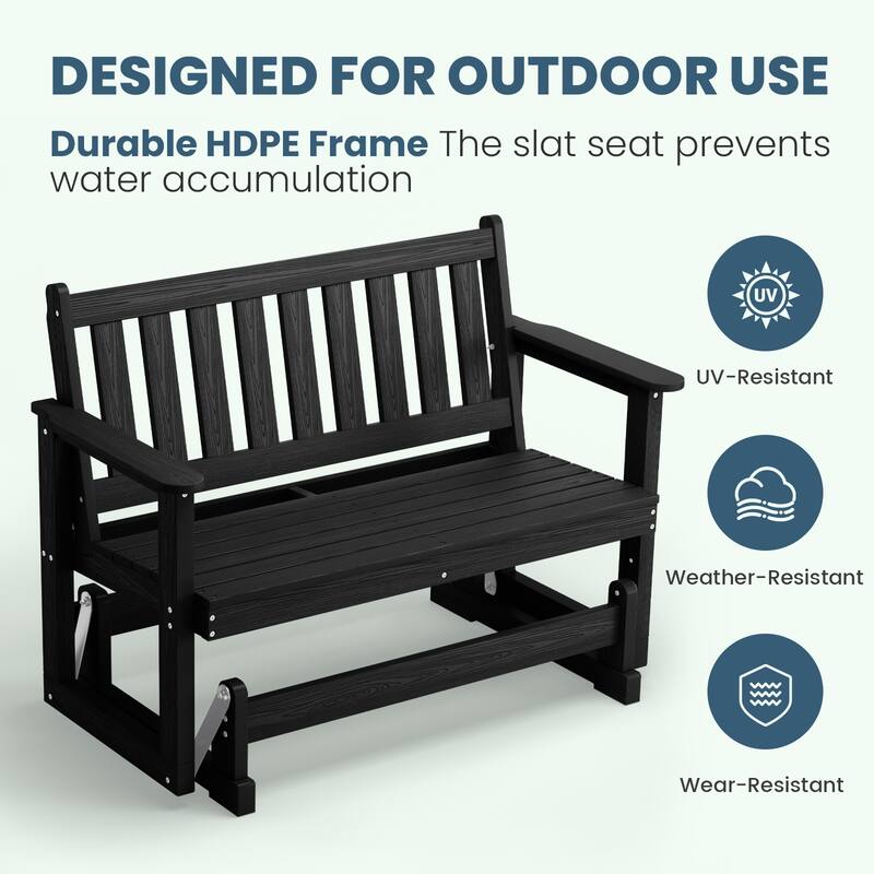 Outdoor Patio HDPE Glider Bench, Garden Rocking Bench
