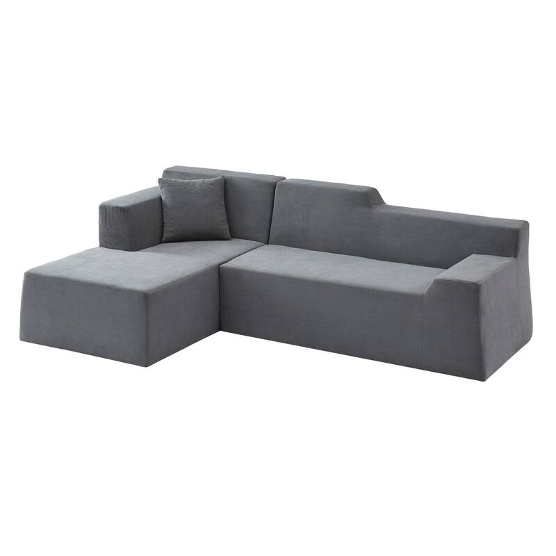96.46" L-Shaped Corduroy Sectional Sofa, No Assembled Required
