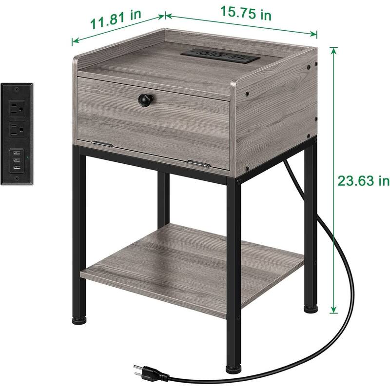 Small Bedside End Table with Storage Drawer