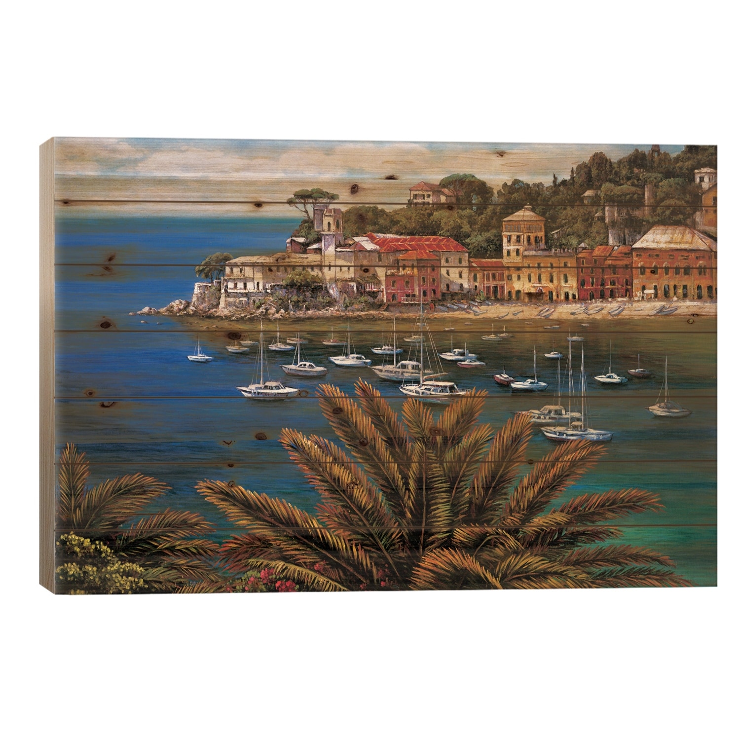 The Tuscan Coast Print On Wood by Elizabeth Wright - Multi-Color