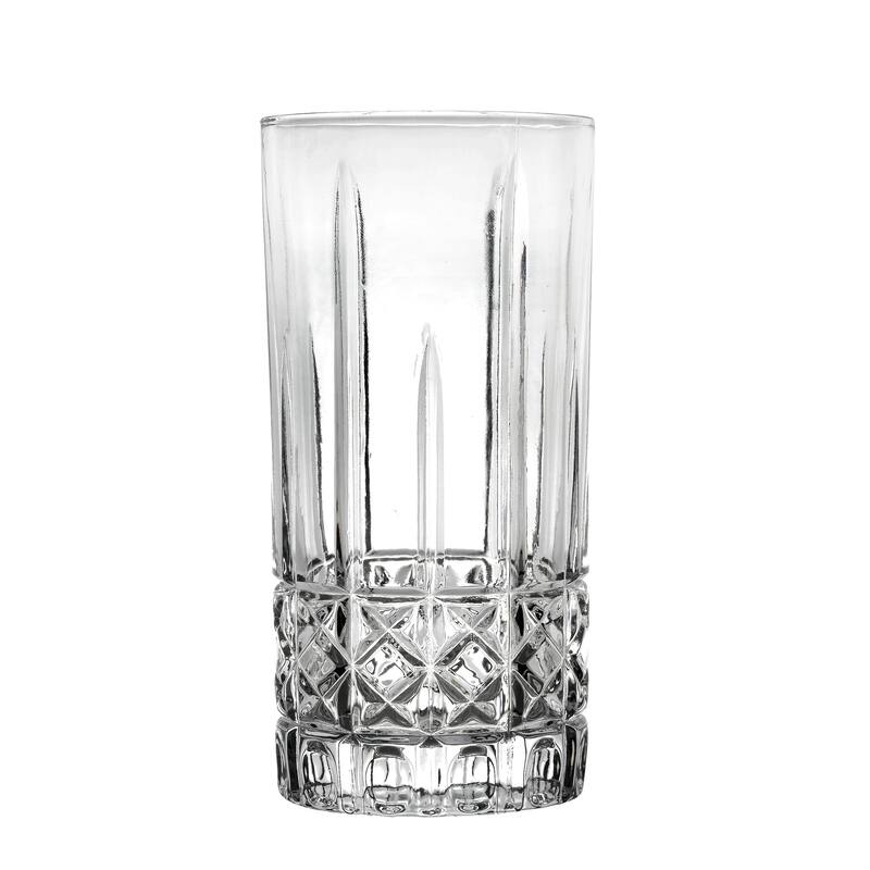 Lorren Home Trends 12 OZ. Drinking Glass-Textured Cut Glass, Set of 6