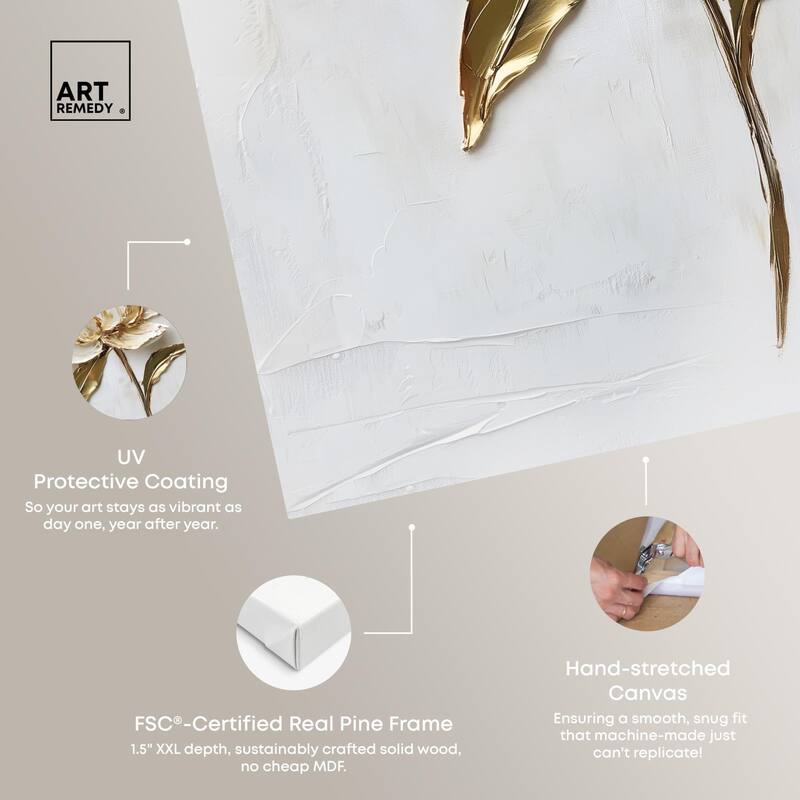 Simple Golden Peonie Canvas by Art Remedy, Gallery Wrapped