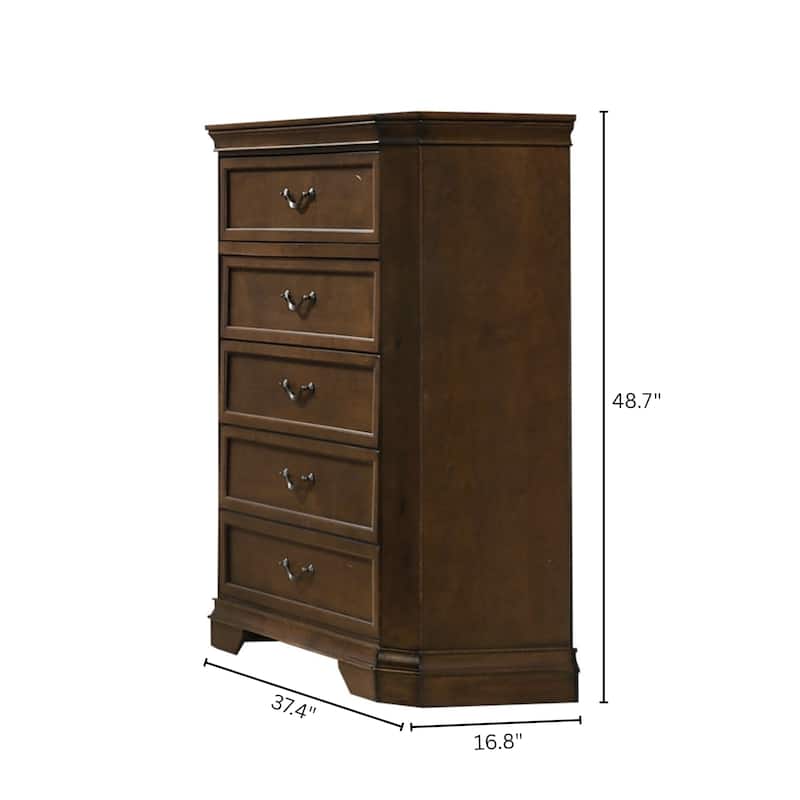 Roundhill Furniture Maderne Traditional Wood 5-Drawer Chest