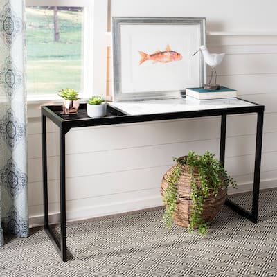 SAFAVIEH Zuri White/ Black Console Table - 48" x 18" x 30"