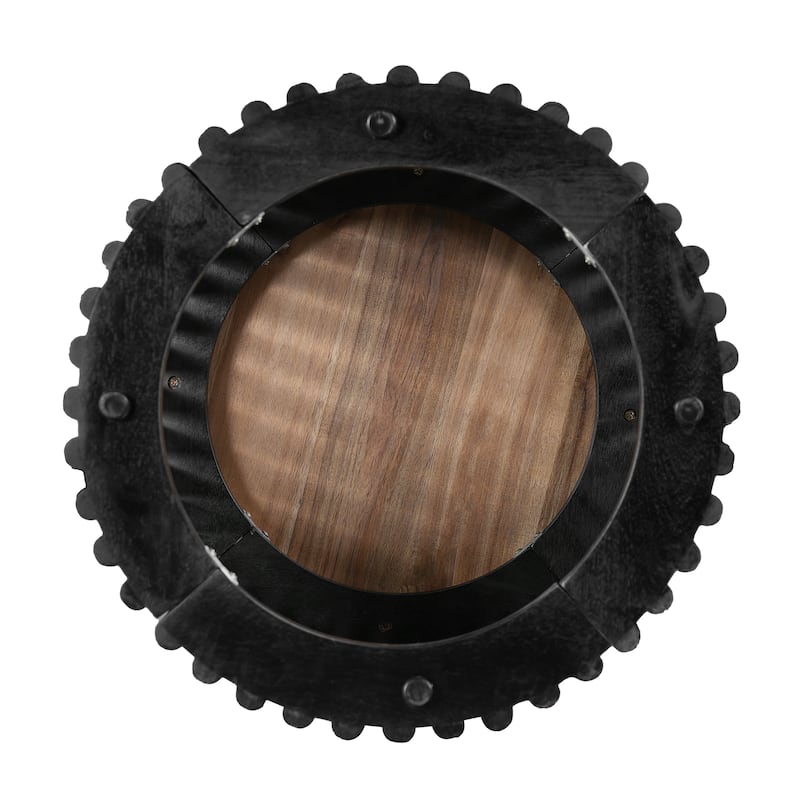 Vertical Hollow-out Side Table Round Acacia Solid Wood End Table