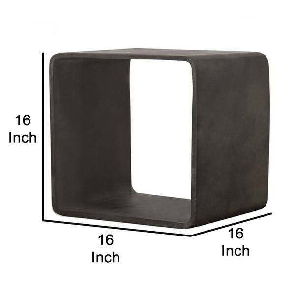 Contemporary Style Concrete Cube Shelf with Curved Edges, Dark Gray