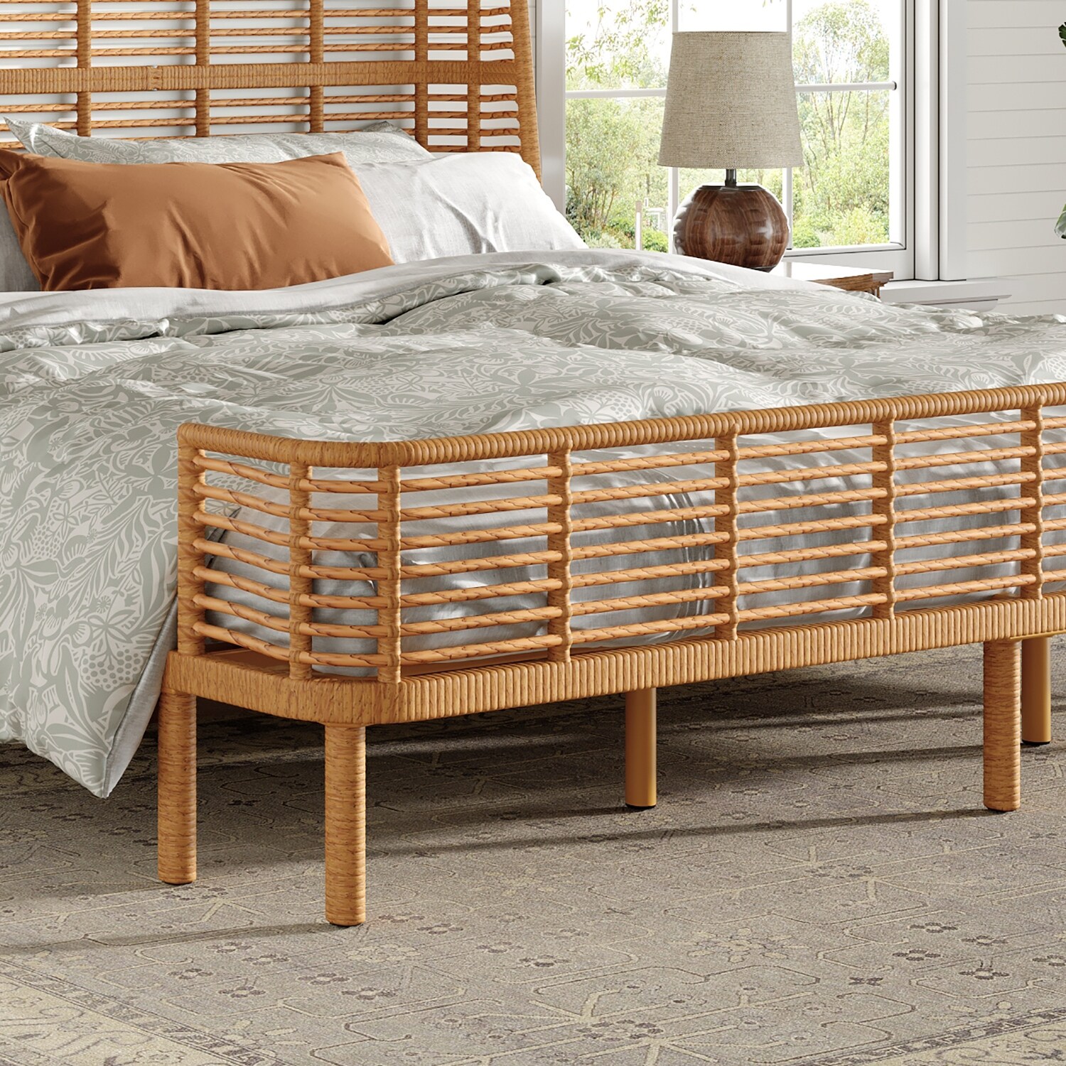 Christopher Knight Home - Marlowe Rattan Bed with Metal Frame and