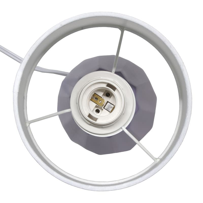 Geometric Ceramic Table Lamp with White Drum Shade - 19.5" - Purple