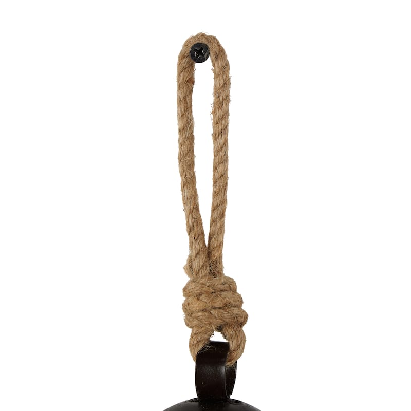 Metal Cluster Indoor Outdoor Decorative Cow Bells with Jute Hanging Rope - Set of 3 Black or Gold - Roche River Decor