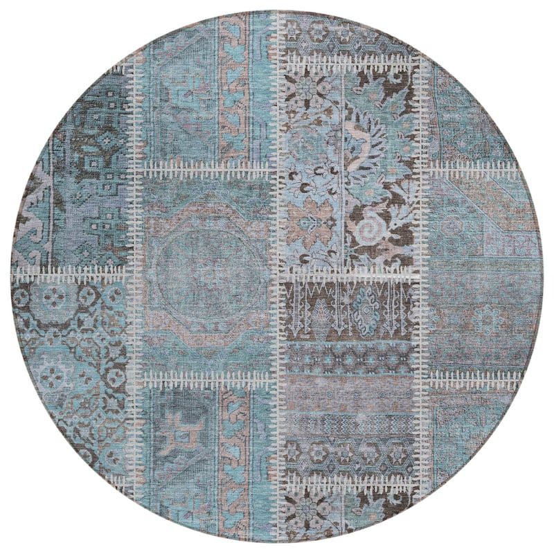 HomeRoots Patchwork Transitional Rectangle Outdoor Rug