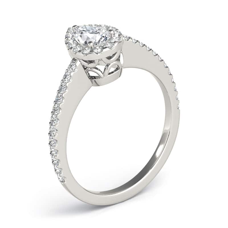 Auriya 14k White Gold Lab Grown Pear Diamond Halo Engagement Ring 0.50 to 5.00 ct. tw. (F-G VS)