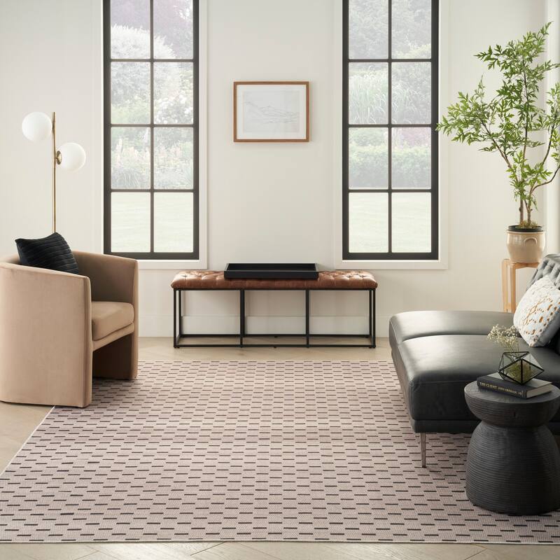 Nourison Washables Indoor Cream Geometric Area Rug