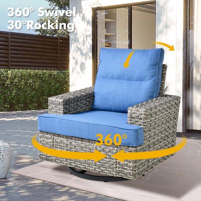 XIZZI 9-piece Outdoor Patio Wicker Furniture Swivel Chair Set
