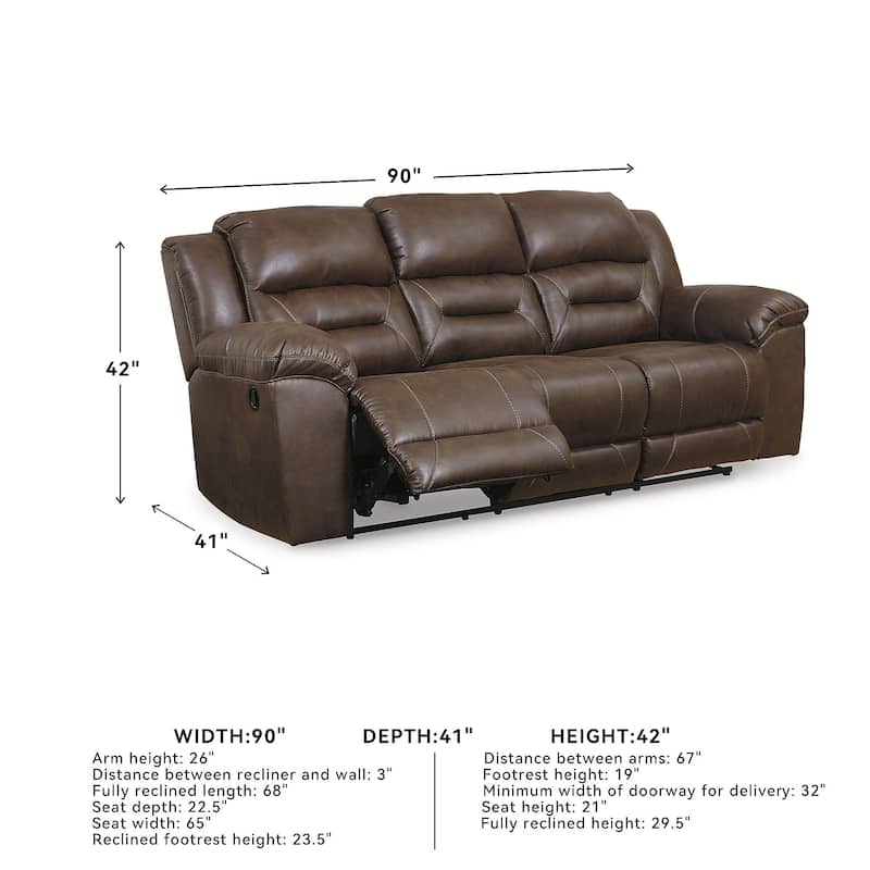 Stoneland Contemporary Reclining Sofa Chocolate