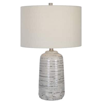 Uttermost Cyclone Ivory Table Lamp - 25"H,   Shade 10"H x 16"Dia.