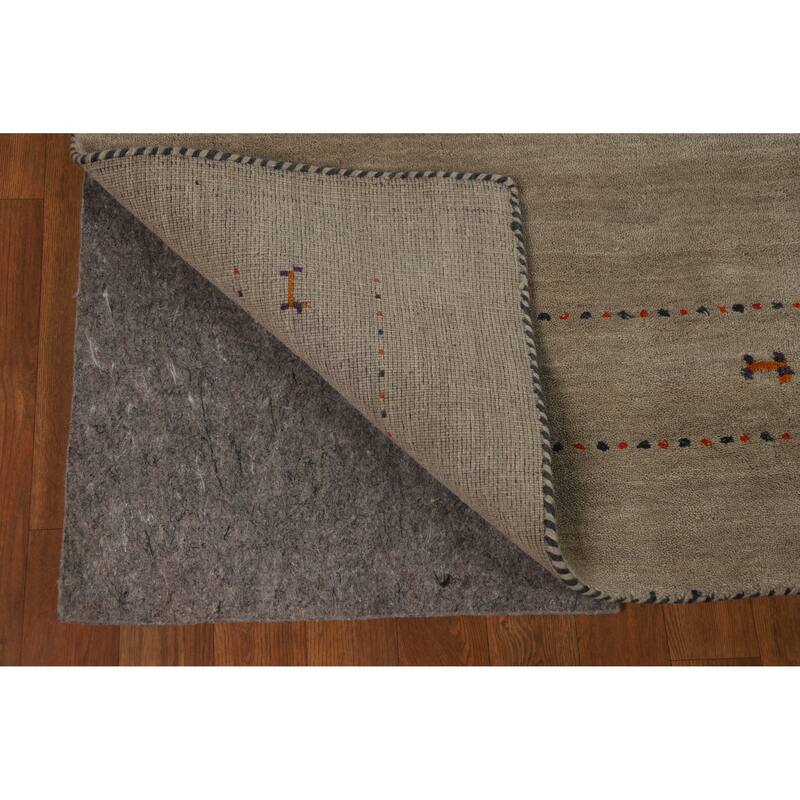 Hand Knotted Oriental 100% Wool Carpet Tribal Animal Pictorial Beige & Ivories Gabbeh Area Rug - 6' 5'' X 4' 7''