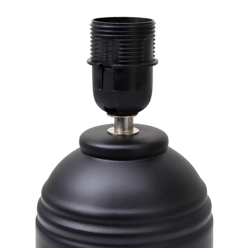 Ceramic Mini Jar Table Lamp with Fabric Drum Shade for Bedroom, Living Room - 6 x 6 x 13 in. (L x W x H)