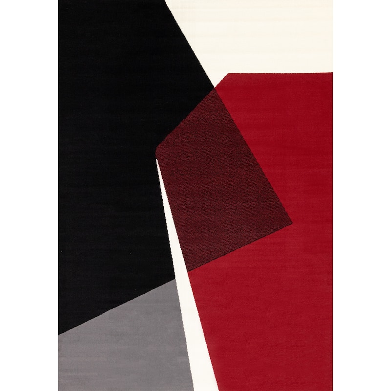 Forte Red Black White Geometric Area Rug, 5'3" x 7'5"