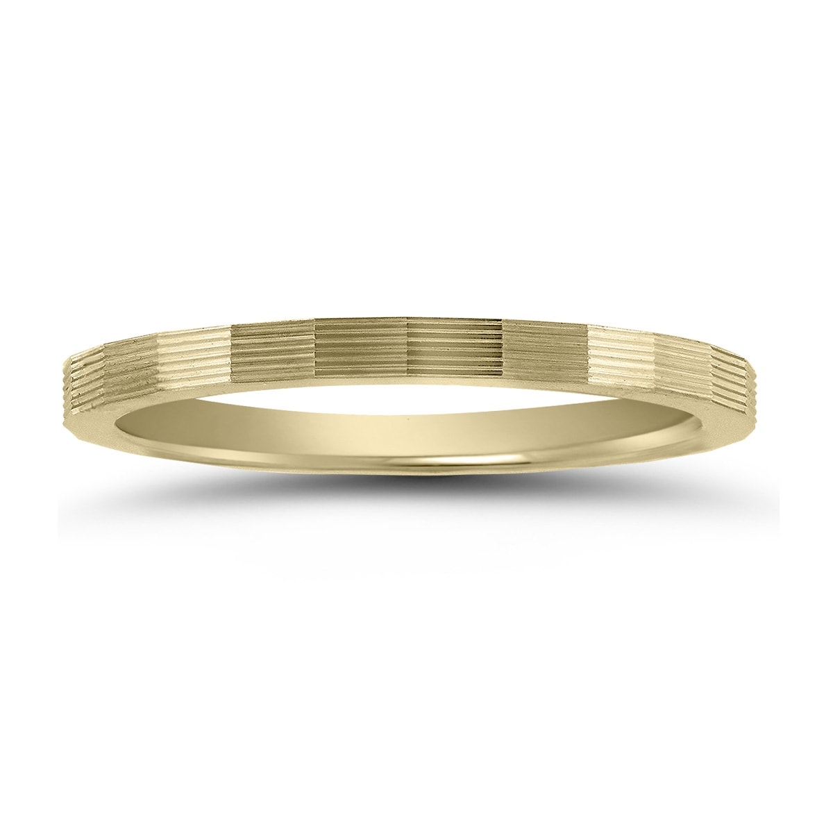 Marquee 14K Yellow Gold Thin Faceted Groove Design 1.5MM Wedding Band
