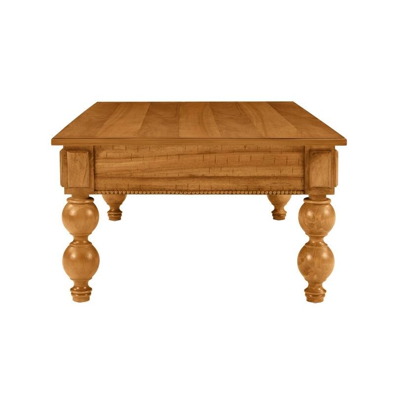 Rectangular 47" Wooden Coffee Table with Storage Drawer, Vintage Cocktail Table with Solid Wood Legs for Living Room Elegance