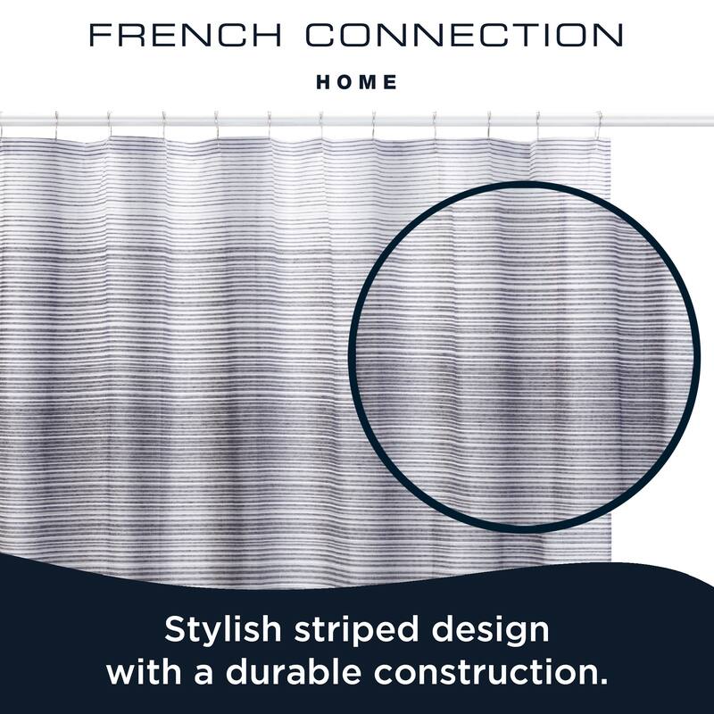 French Connection Light Grey Cotton Blend 13 Piece Shower Curtain Set 70x72