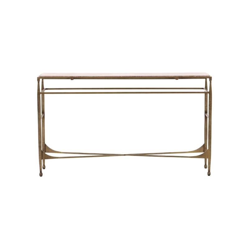 Furniture Classics Scarlett Gold Iron Marble Inlaid Slim Entryway Console