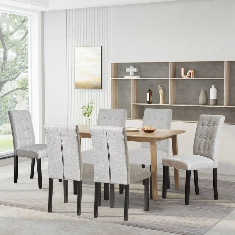 Tufted Upholstered Fabric Dining Room Chairs Set of 6 Button Parsons Diner Chair Kitchen Chairs, 3 Package