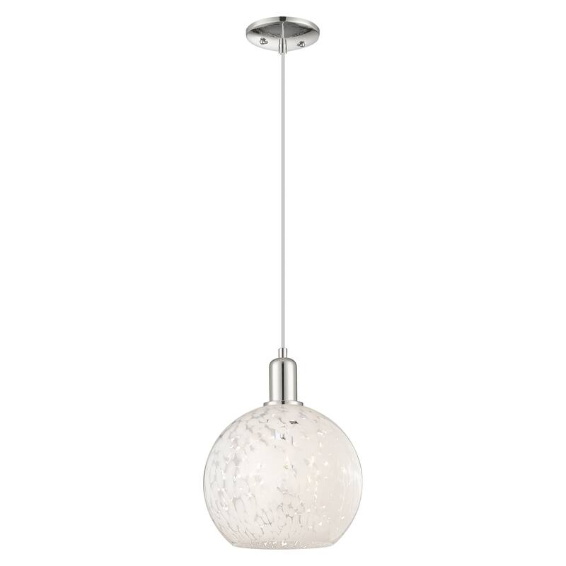 Innovations Lighting Endless Possibilities Arcadia - White Mouchette - 1 Light 10" Cord Hung Mini Pendant - Polished Nickel